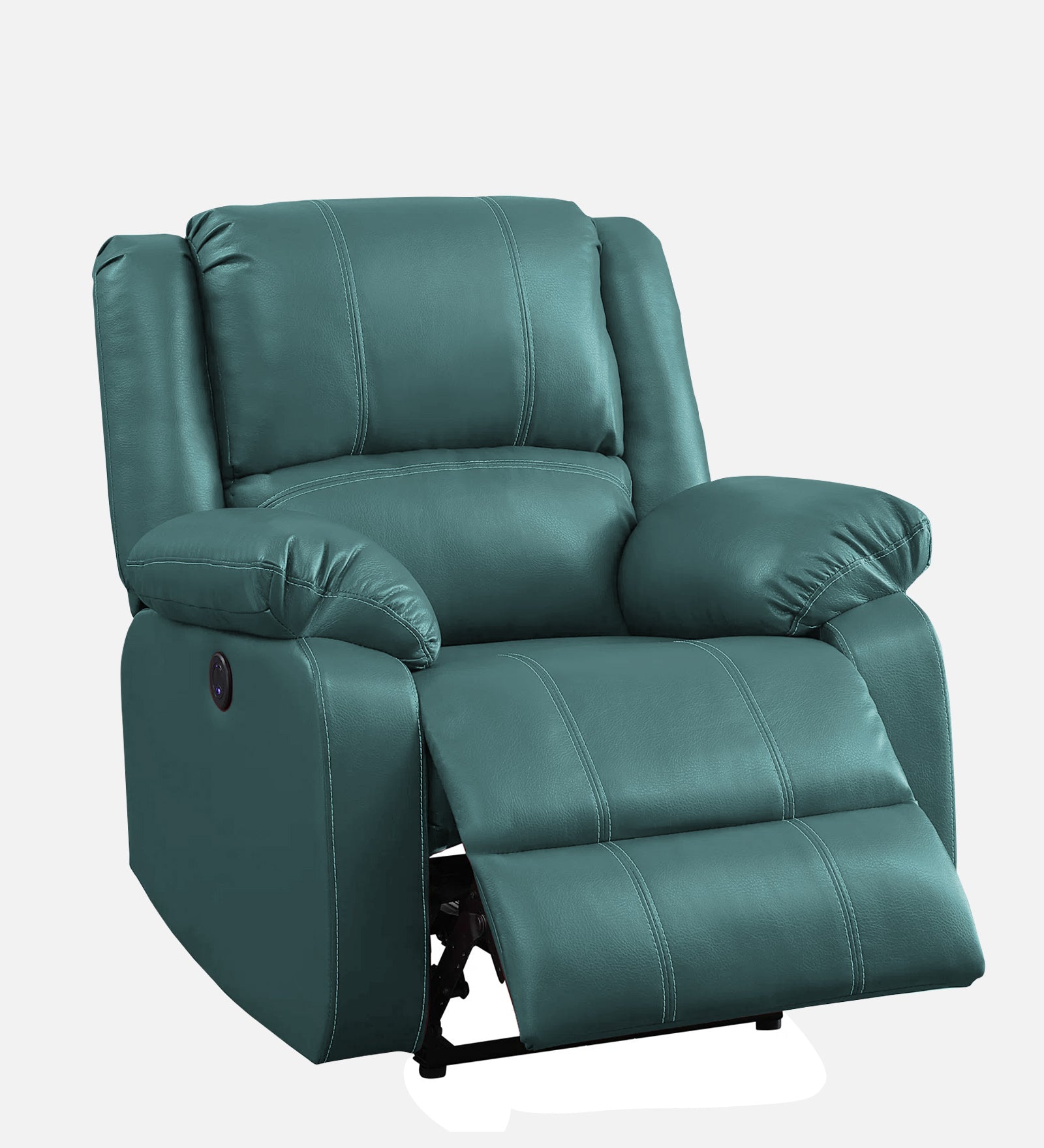 Santo 1 Seater Motorized Leatherette Recliner - Arctic Green - Side Reclined View by Febonic Living