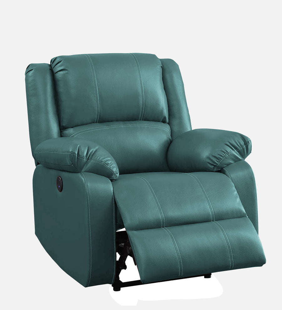 Santo 1 Seater Motorized Leatherette Recliner - Arctic Green - Side Reclined View by Febonic Living