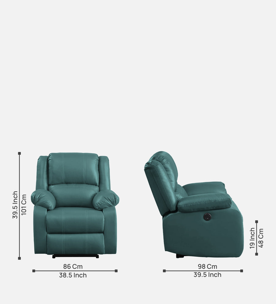 Santo 1 Seater Motorized Leatherette Recliner - Arctic Green - Dimensions by Febonic Living