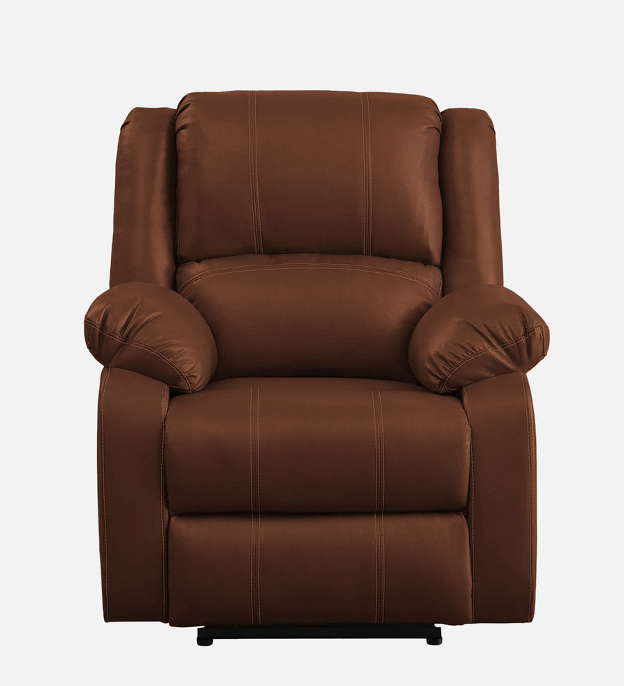Santo 1 Seater Motorized Leatherette Recliner - Clay Brown - Front View by Febonic Living
