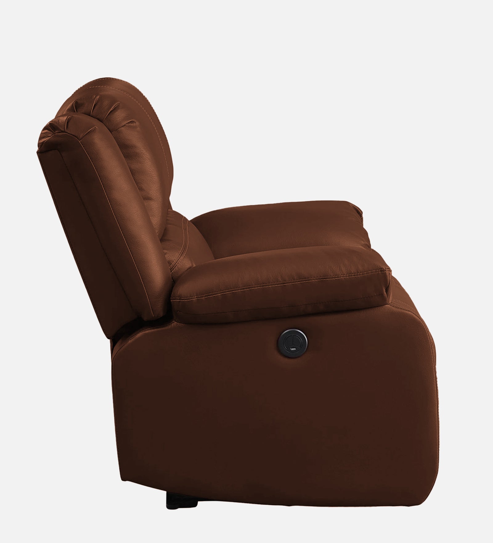 Santo 1 Seater Motorized Leatherette Recliner - Clay Brown - Side View by Febonic Living