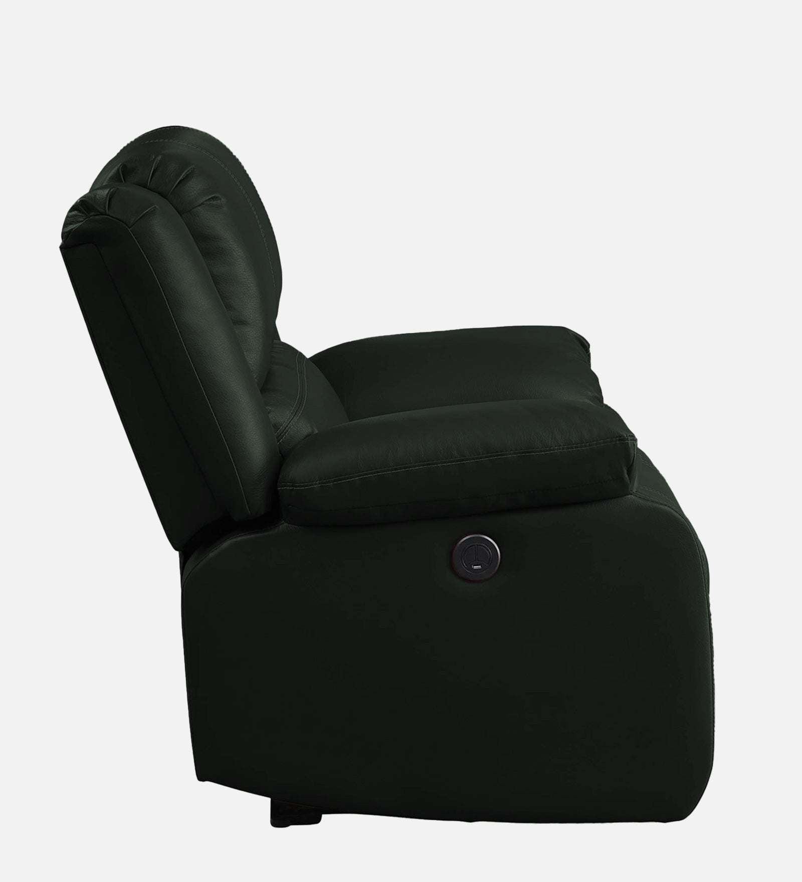 Santo 1 Seater Motorized Leatherette Recliner - Dark Green - Side View by Febonic Living