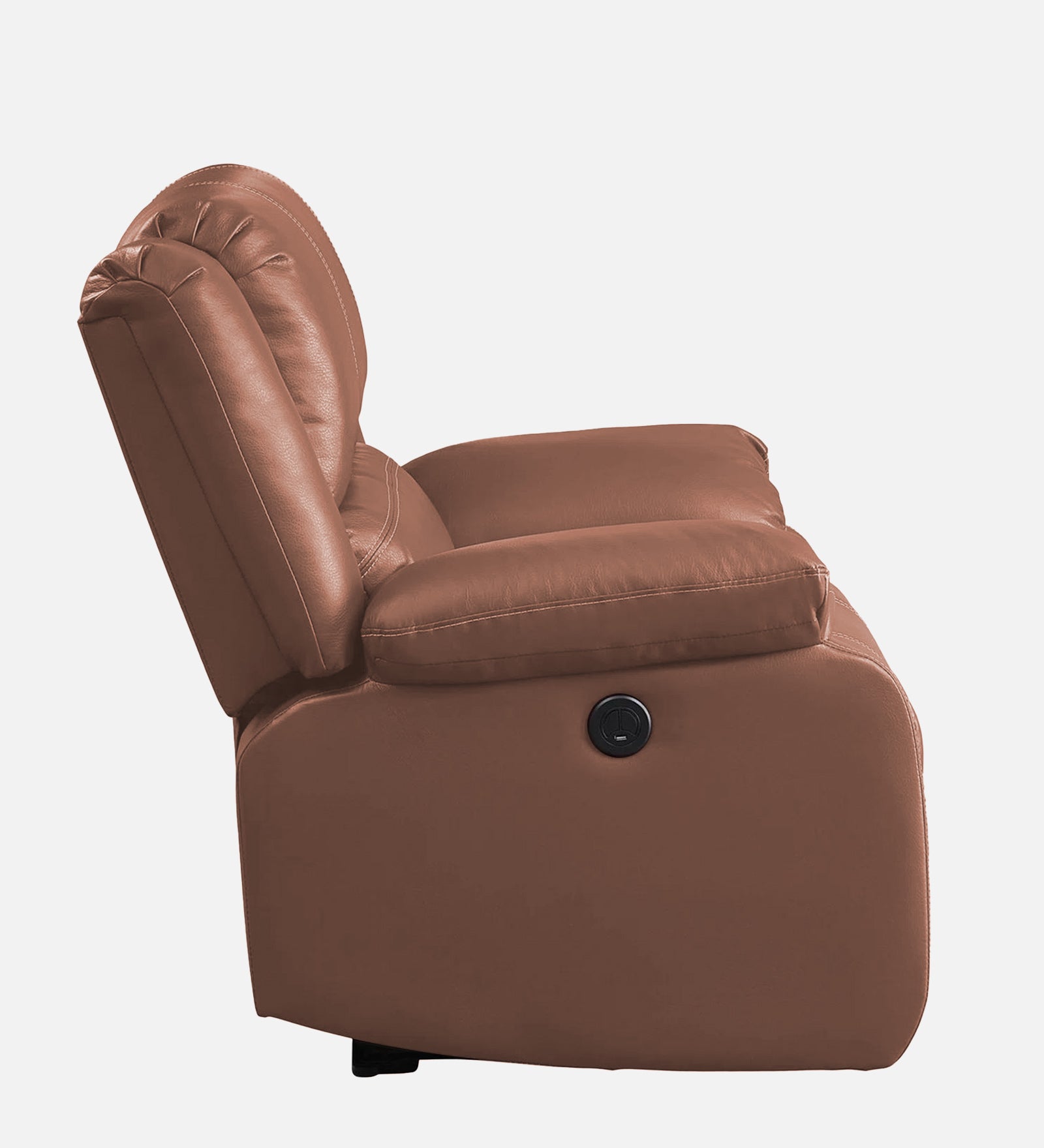 Santo 1 Seater Motorized Leatherette Recliner - Peach Beige - Side View by Febonic Living