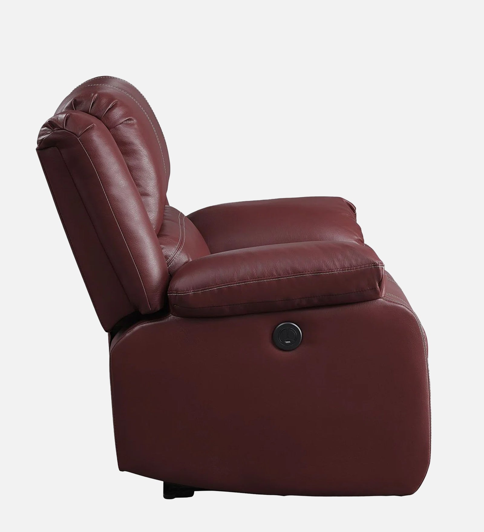 Santo 1 Seater Motorized Leatherette Recliner - Red Maroon - Side View by Febonic Living