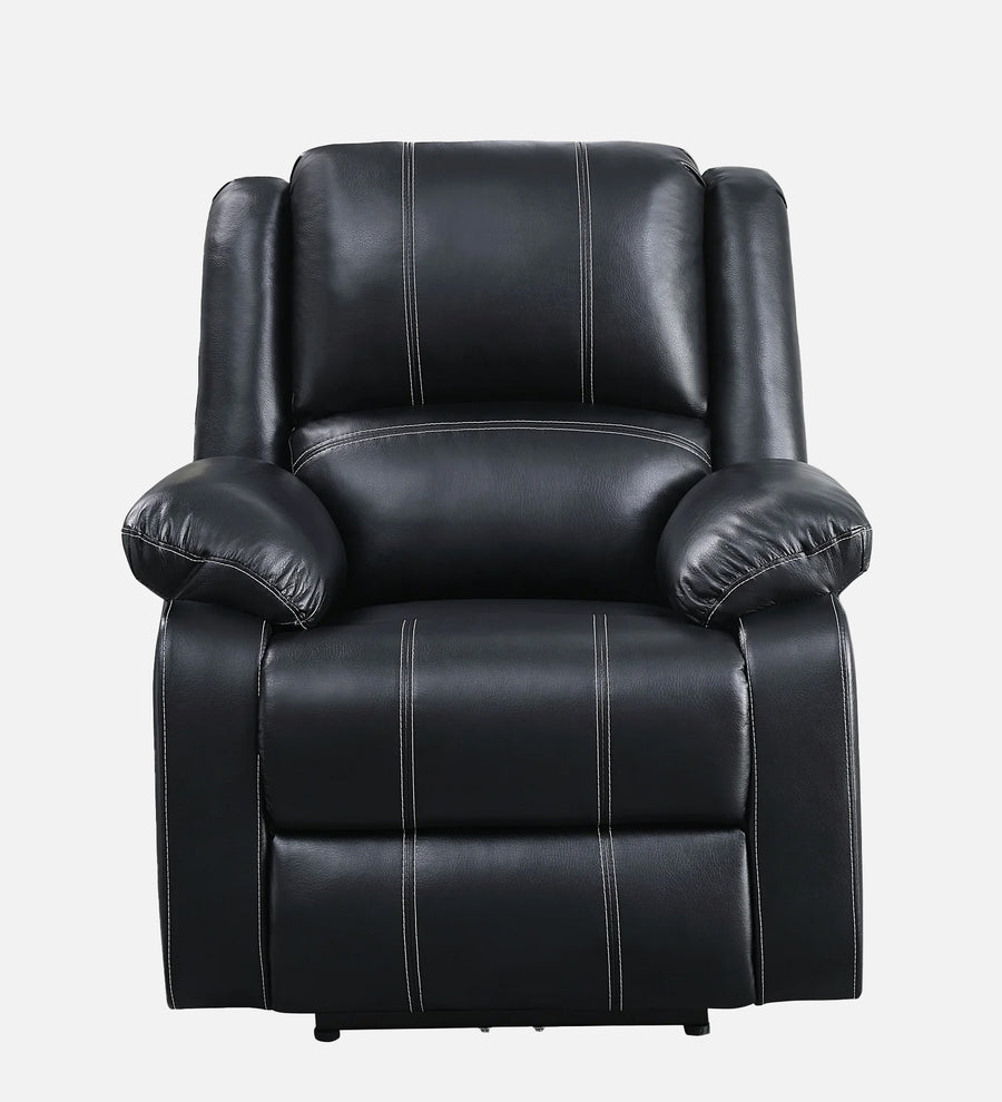 Santo 1 Seater Motorized Leatherette Recliner - Zed Black - Front View by Febonic Living