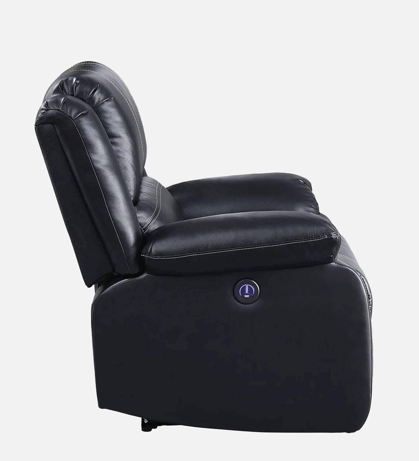 Santo 1 Seater Motorized Leatherette Recliner - Zed Black - Side View by Febonic Living