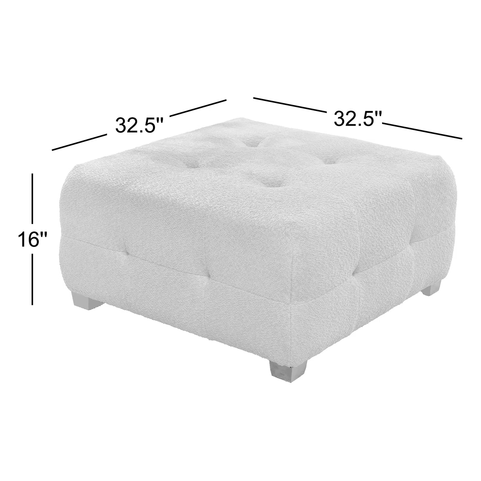 Sapra Boucle Fabric Ottoman In Shell White Colour