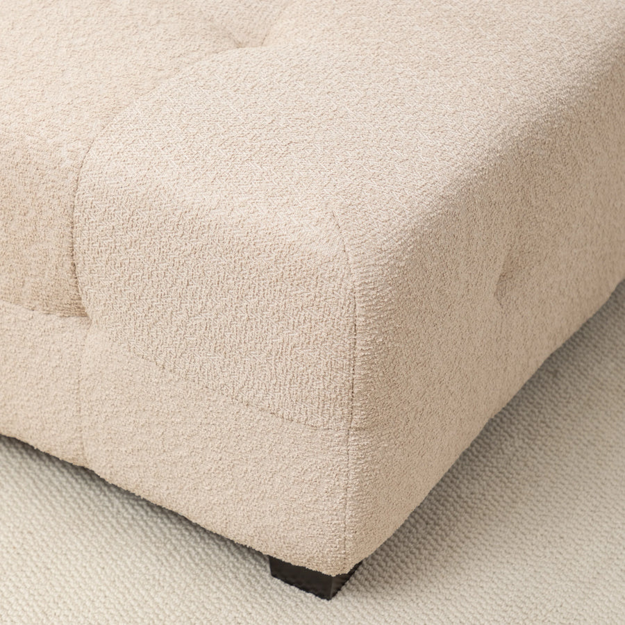 Sapra Boucle Fabric Ottoman In Shell White Colour - Febonic Living