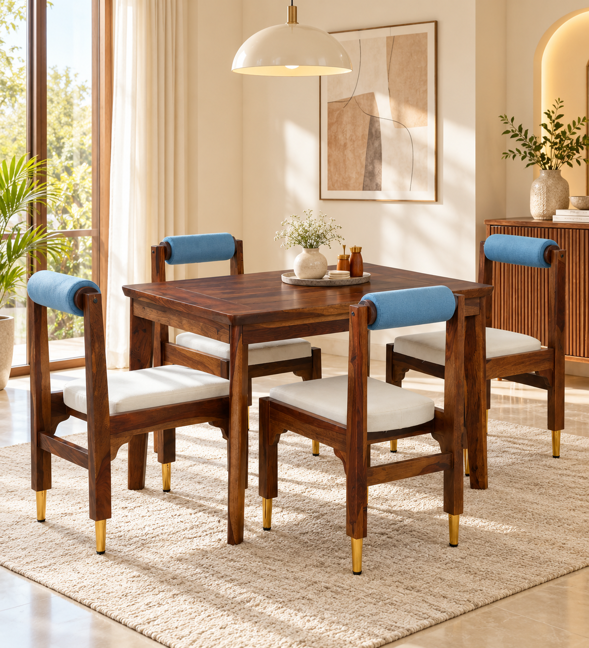Sarika Sheesham Wood Dining Set – 4 Seater Options with Teak Finish