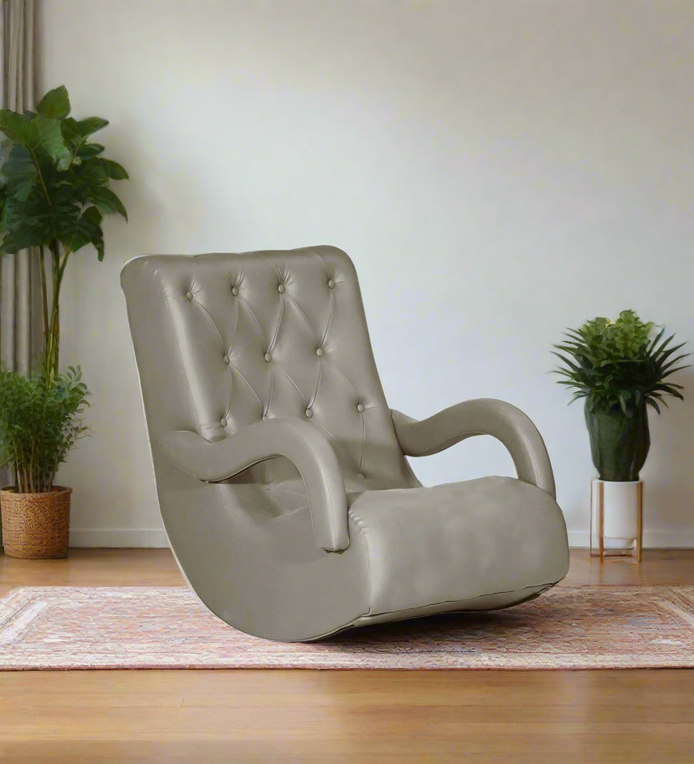Saro Leatherette Rocking Chair in Steel Grey Colour - Febonic Living