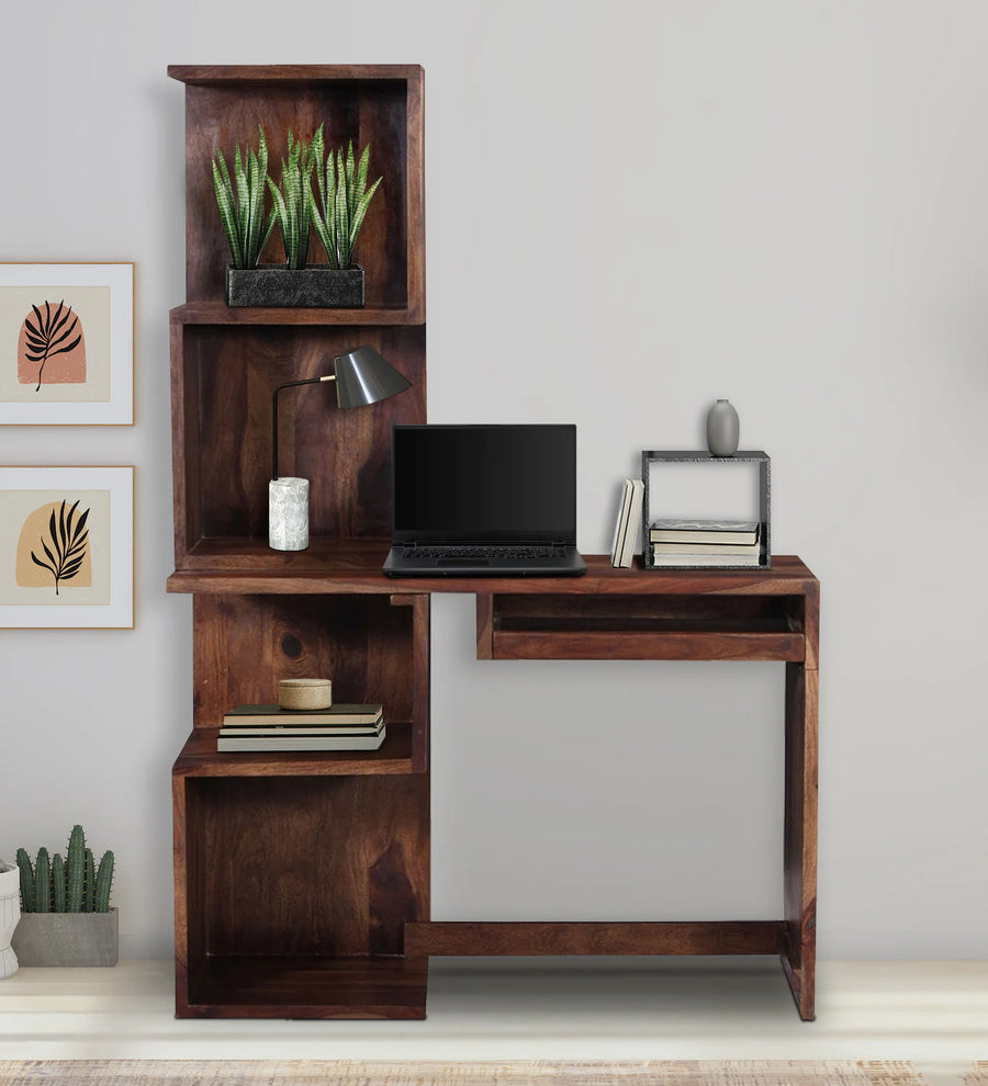 Braga Sheesham Wood Writing Table With Scratch Resistant In Provincial Teak Finish - Febonic Living