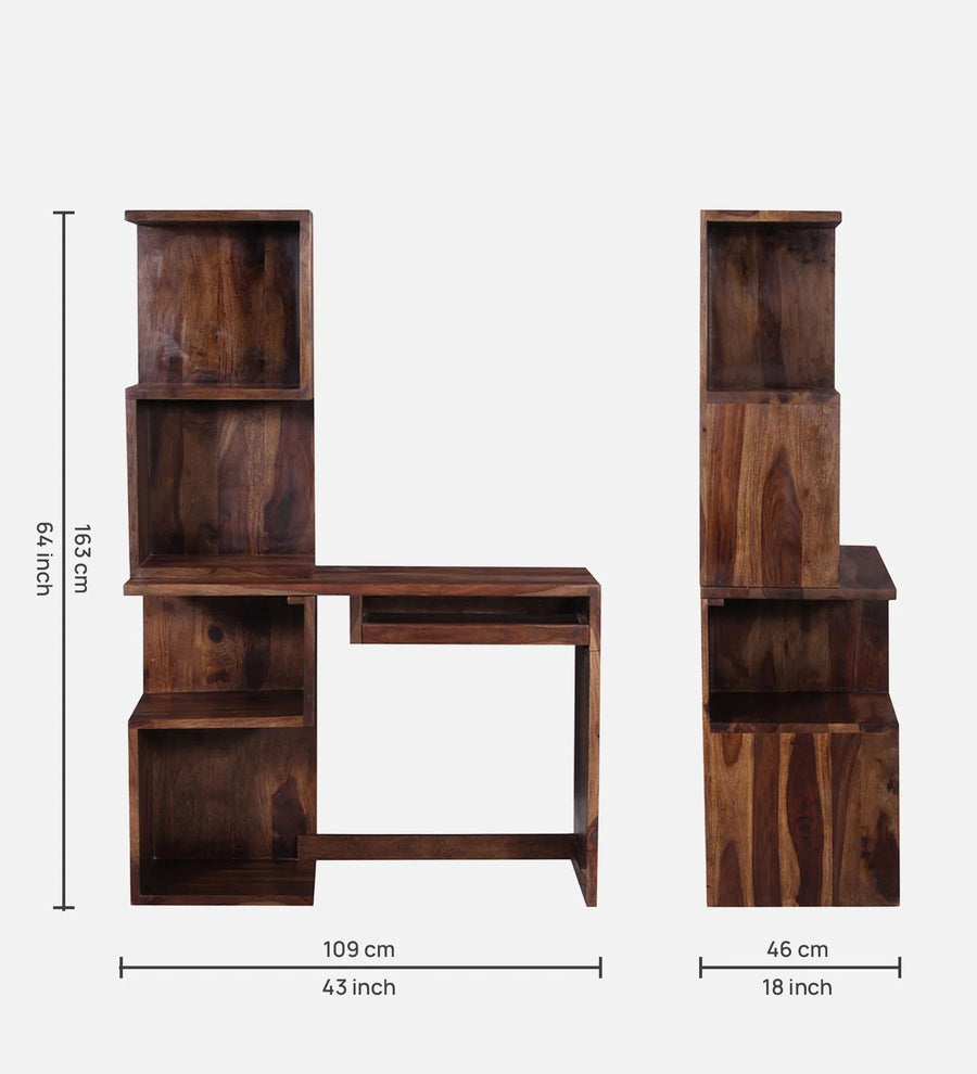 Braga Sheesham Wood Writing Table With Scratch Resistant In Provincial Teak Finish - Febonic Living