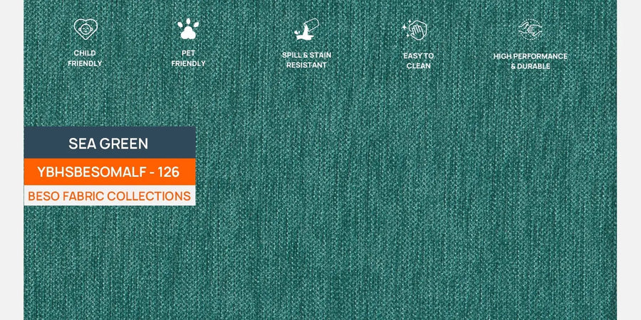 Creata Fabric Rhs Sectional Sofa 2 Lounger In Sea Green Colour - Febonic Living