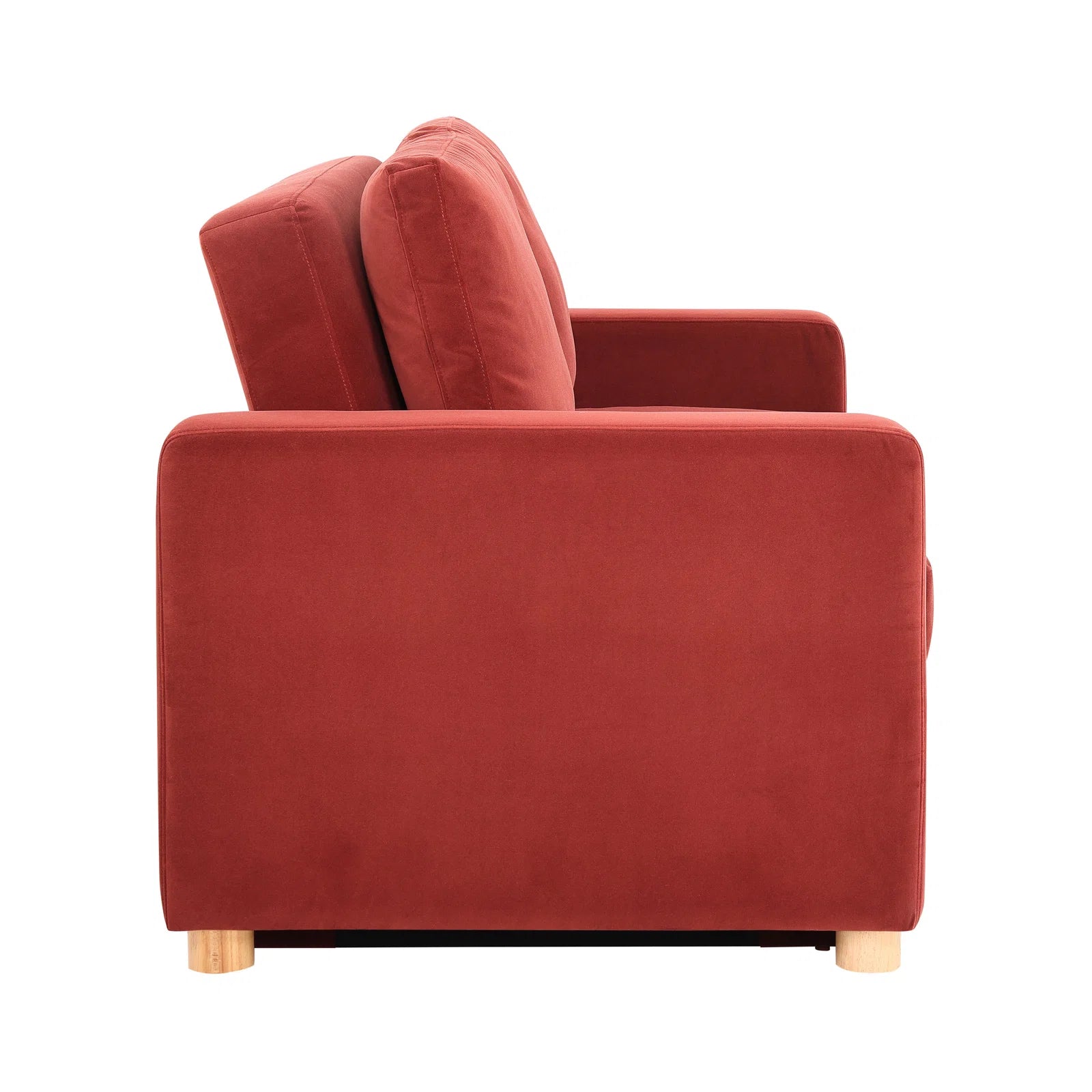 Tavo Velvet 2 Seater Pull Out Sofa Cum Bed In Ox Blood Maroon Colour