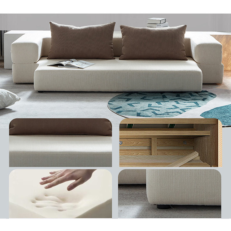 Ranko Velvet 3 Seater Foldable Sofa Bed In Warm White Colour - Febonic Living