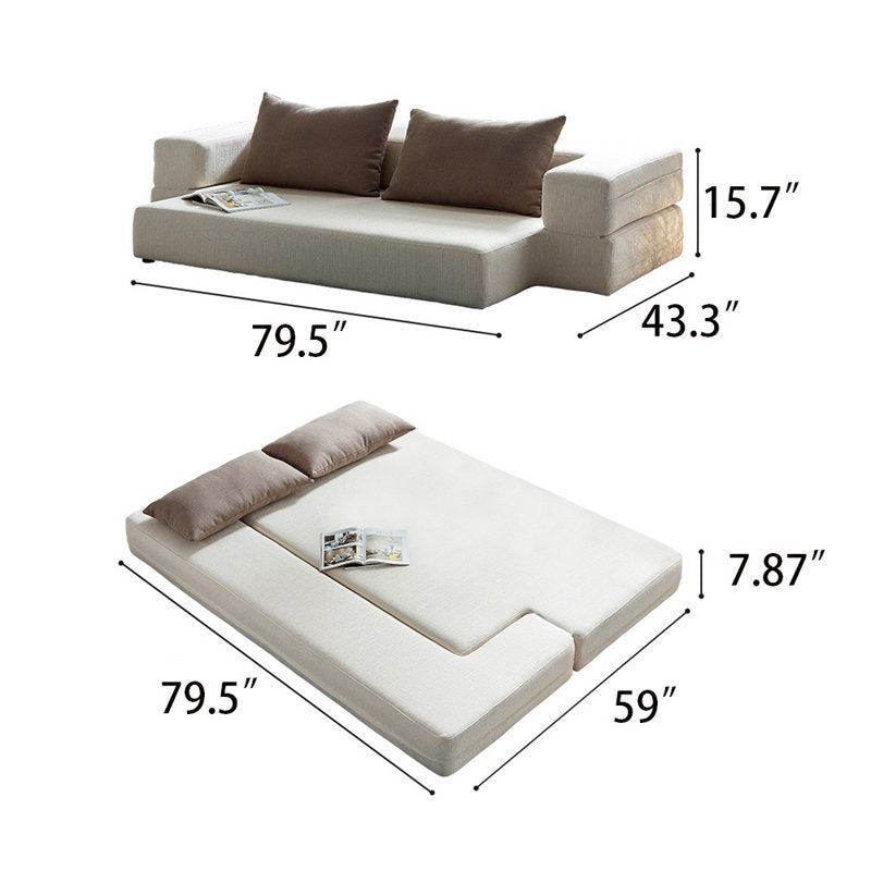 Ranko Velvet 3 Seater Foldable Sofa Bed In Warm White Colour - Febonic Living