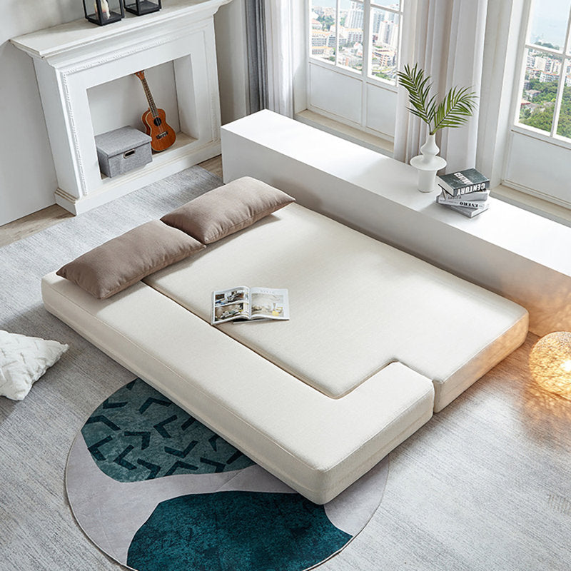 Ranko Velvet 3 Seater Foldable Sofa Bed In Warm White Colour - Febonic Living