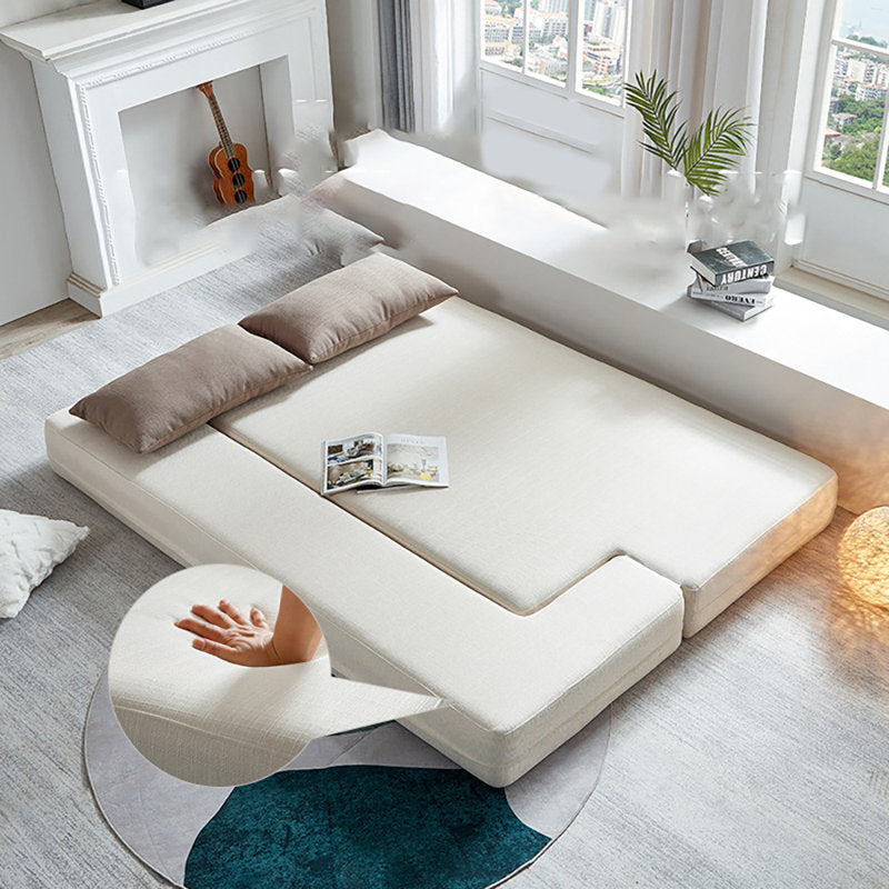 Ranko Velvet 3 Seater Foldable Sofa Bed In Warm White Colour - Febonic Living