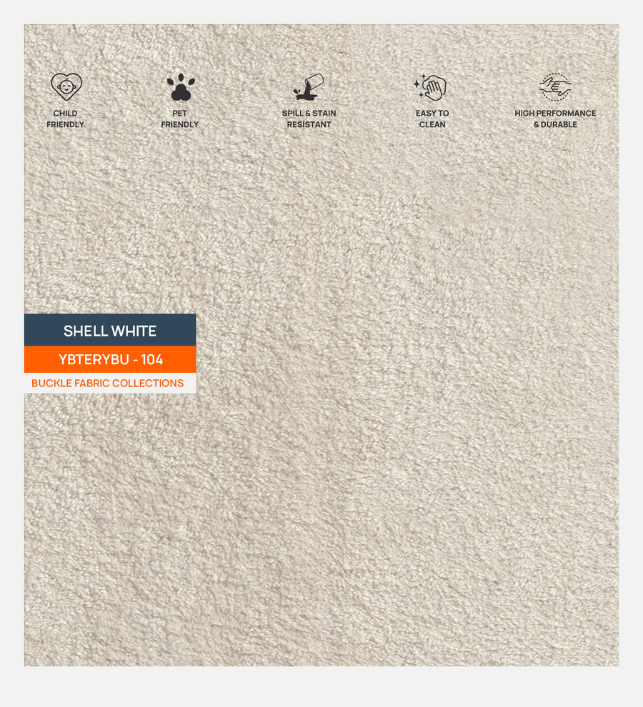 Jiva Boucle Upholstered Single Size Bed In Shell White Colour - Febonic Living