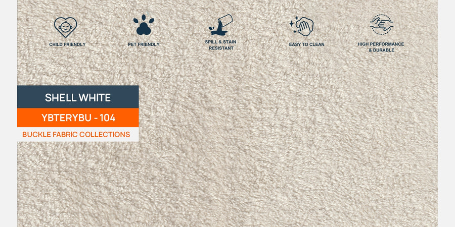 Ira Boucle Fabric Rhs 6 Seater Convertible Sofa Cum Bed In Shell White Colour - Febonic Living