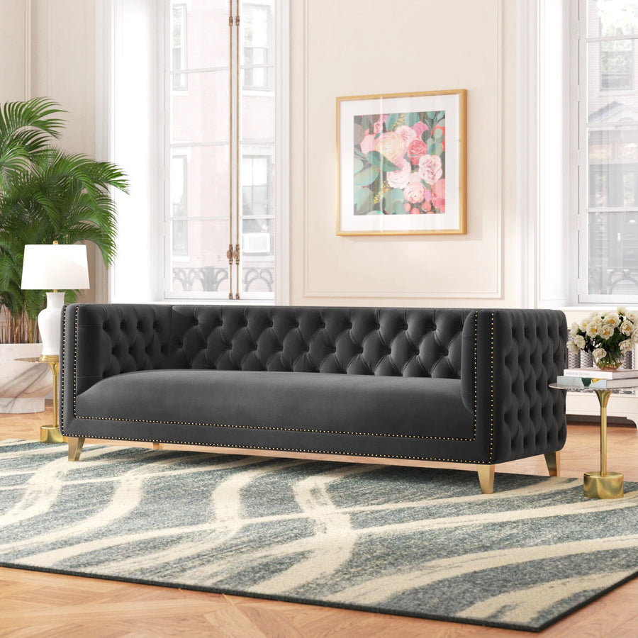 Sickle 3 Seater Velvet Sofa - Davy Grey by Febonic Living