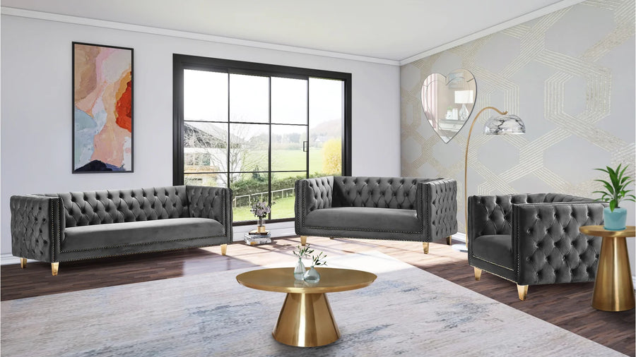Sickle Velvet 3 Seater Sofa In Davy Grey Colour - Febonic Living
