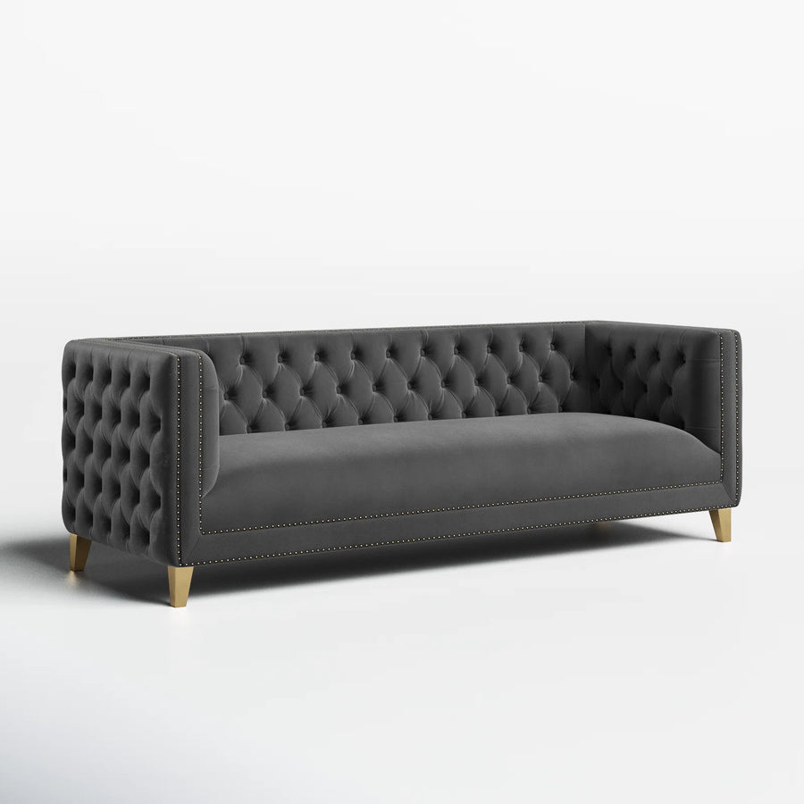 Sickle Velvet 3 Seater Sofa In Davy Grey Colour - Febonic Living