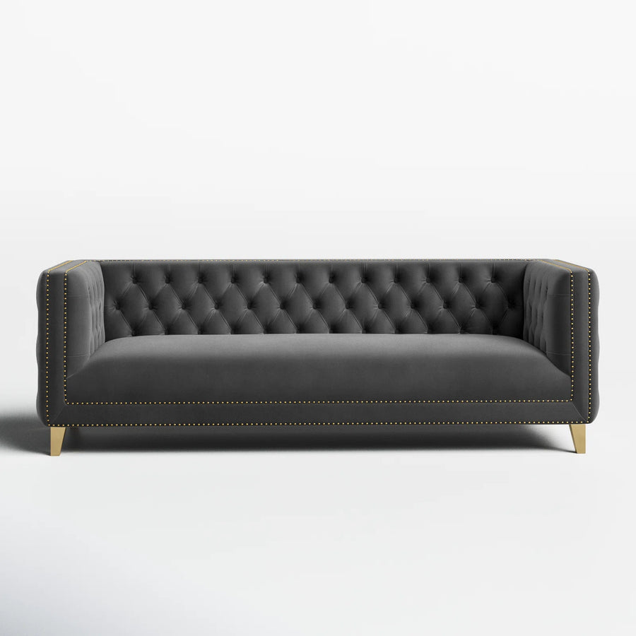 Sickle Velvet 3 Seater Sofa In Davy Grey Colour - Febonic Living