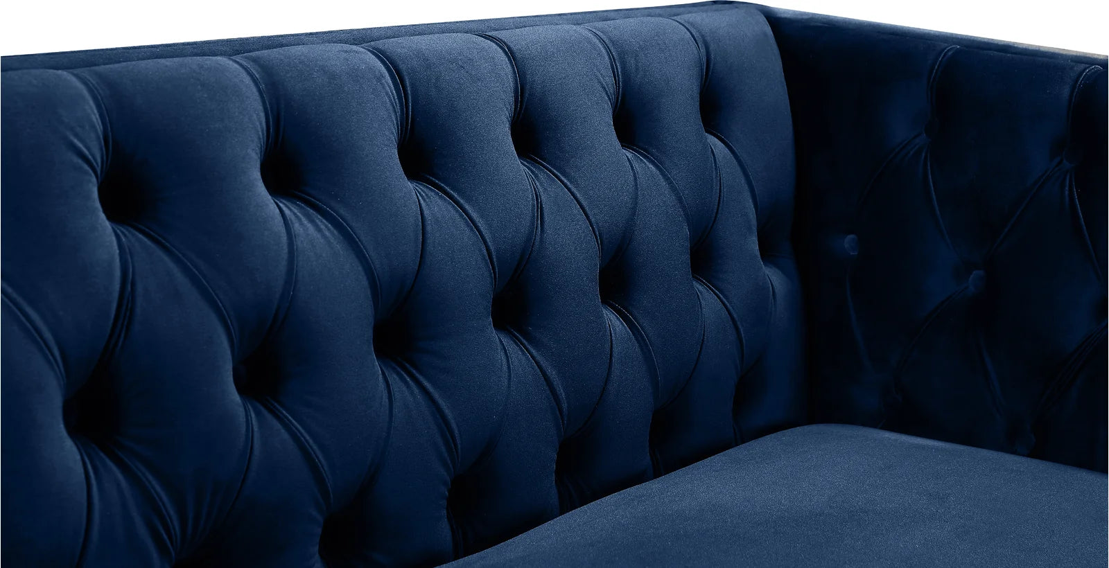 Sickle Velvet 3 Seater Sofa In Imperial Blue Colour