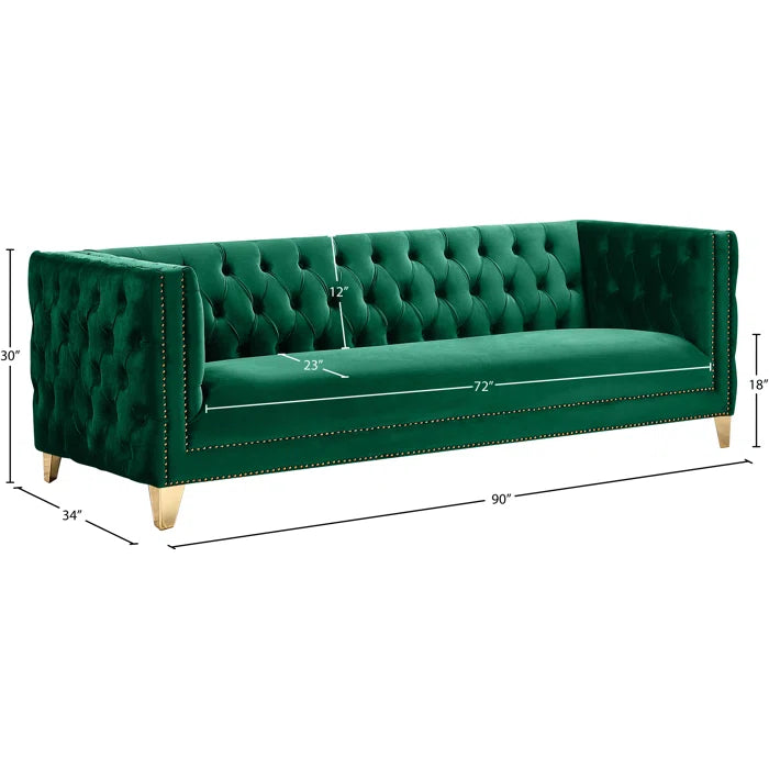 Sickle Velvet 3 Seater Sofa In Amazon Green Colour - Febonic Living