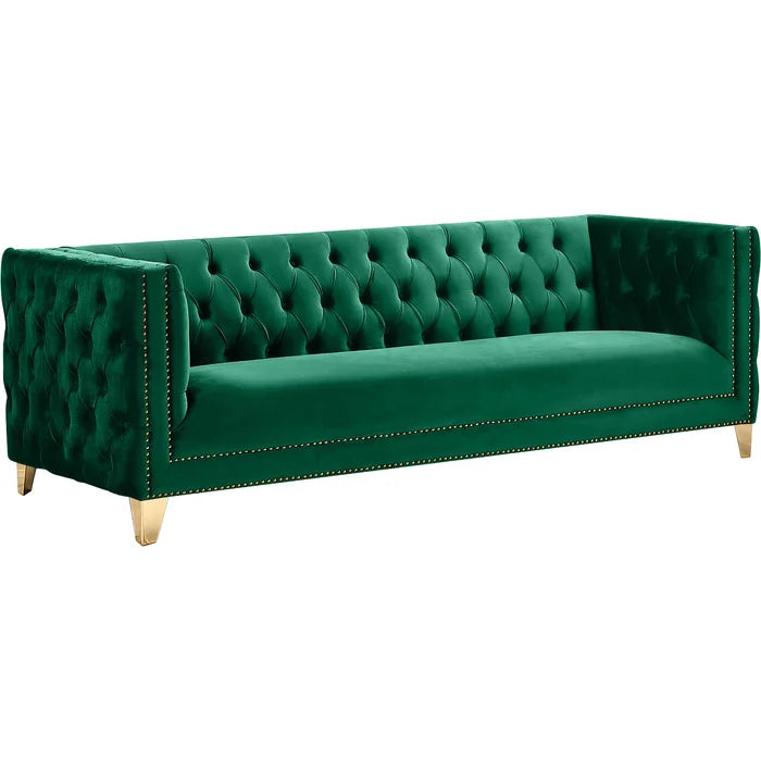 Sickle Velvet 3 Seater Sofa In Amazon Green Colour - Febonic Living