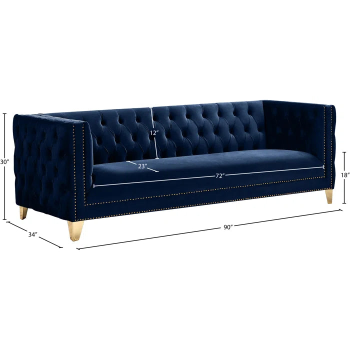 Sickle Velvet 3 Seater Sofa In Imperial Blue Colour