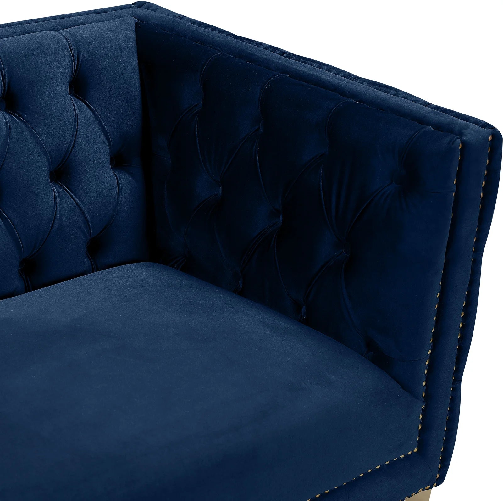 Sickle Velvet 3 Seater Sofa In Imperial Blue Colour