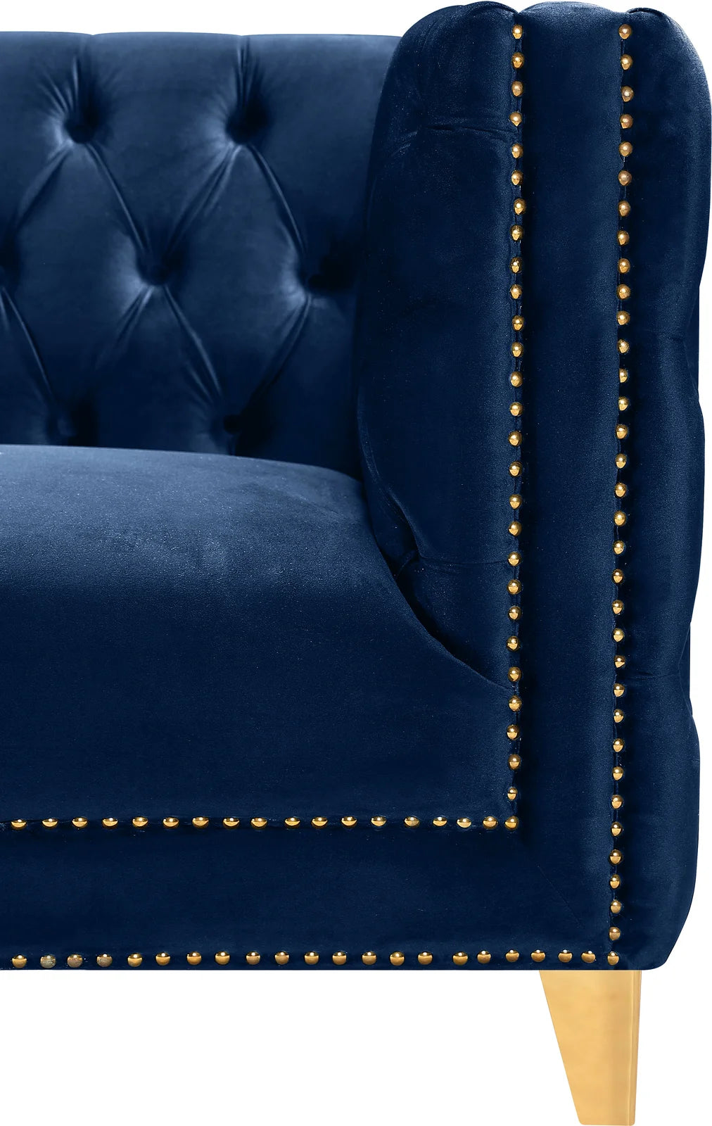 Sickle Velvet 3 Seater Sofa In Imperial Blue Colour