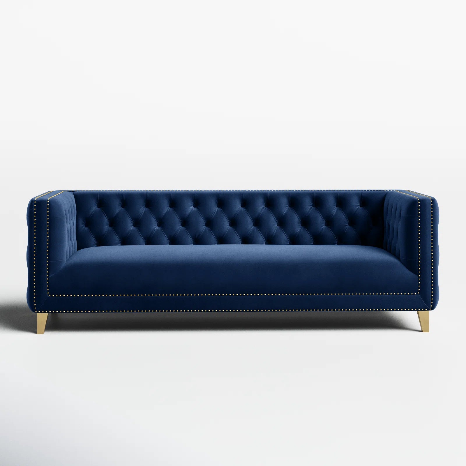 Sickle Velvet 3 Seater Sofa In Imperial Blue Colour