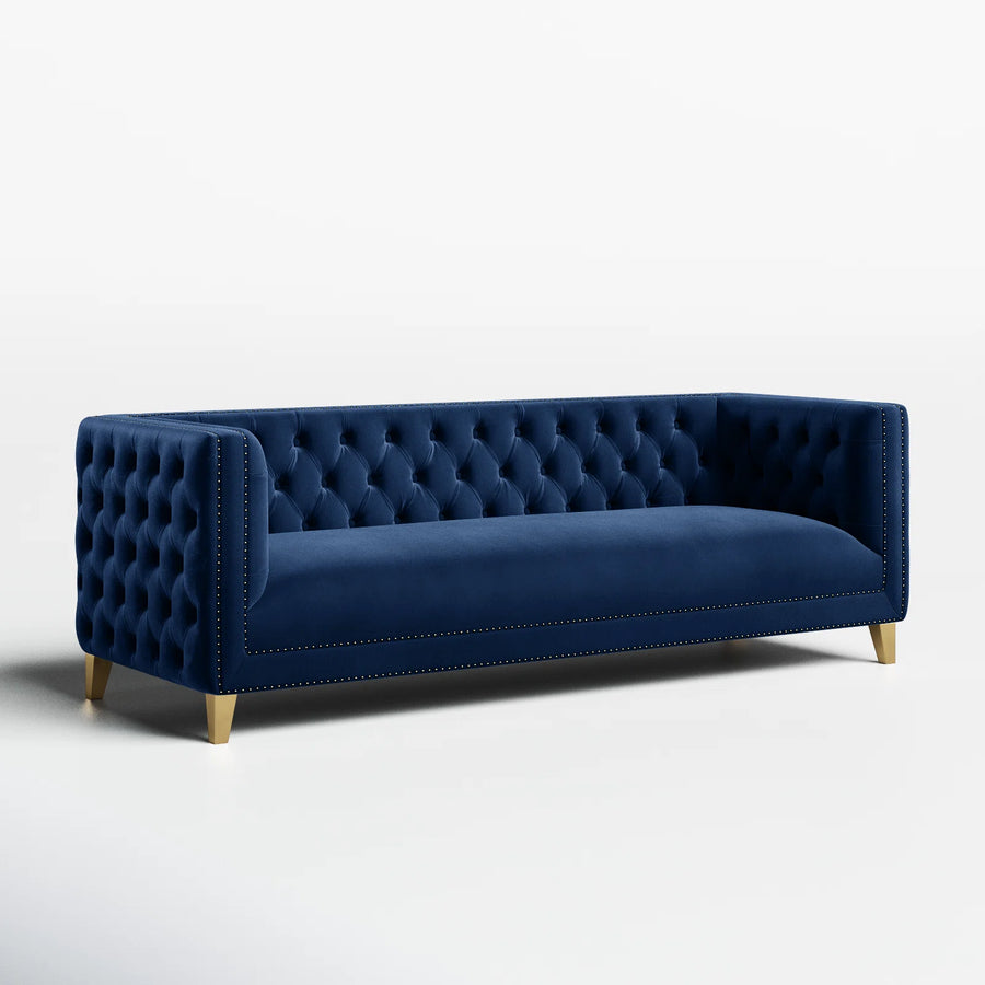Sickle Velvet 3 Seater Sofa In Imperial Blue Colour - Febonic Living