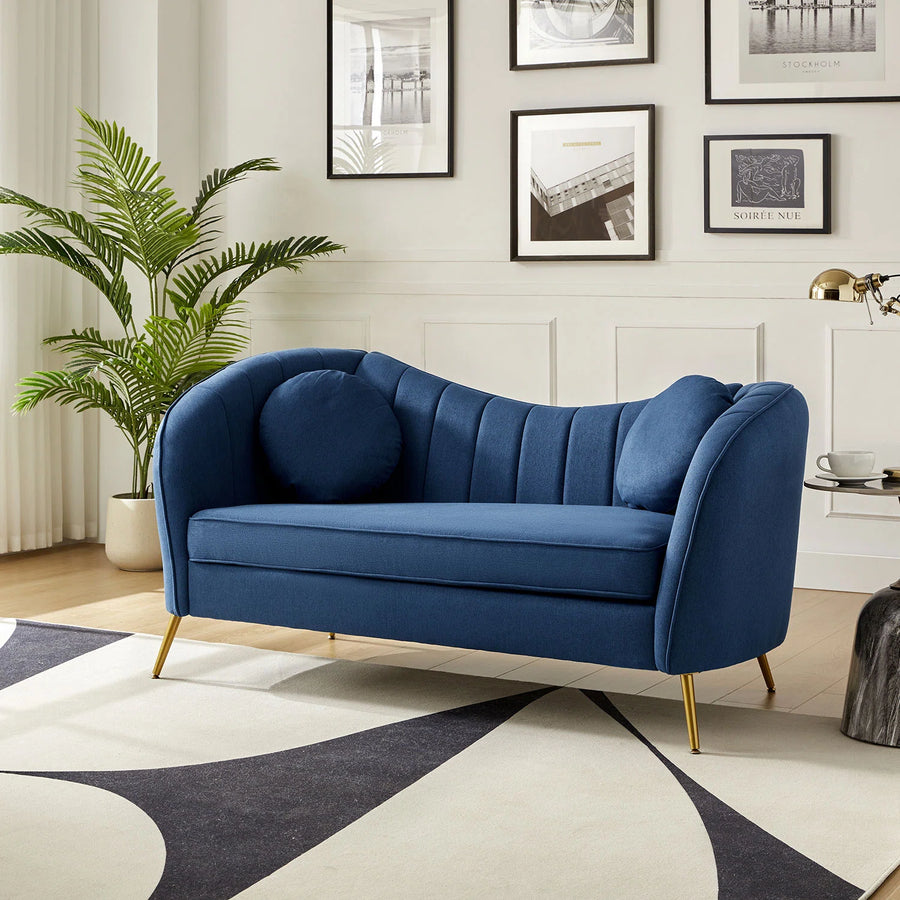 Sidewell Fabric 2 Seater Sofa In Royal Blue Colour - Febonic Living