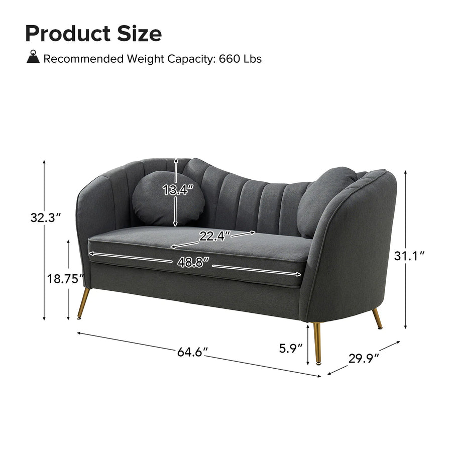 Sidewell Fabric 2 Seater Sofa In Charcoal Grey Colour - Febonic Living