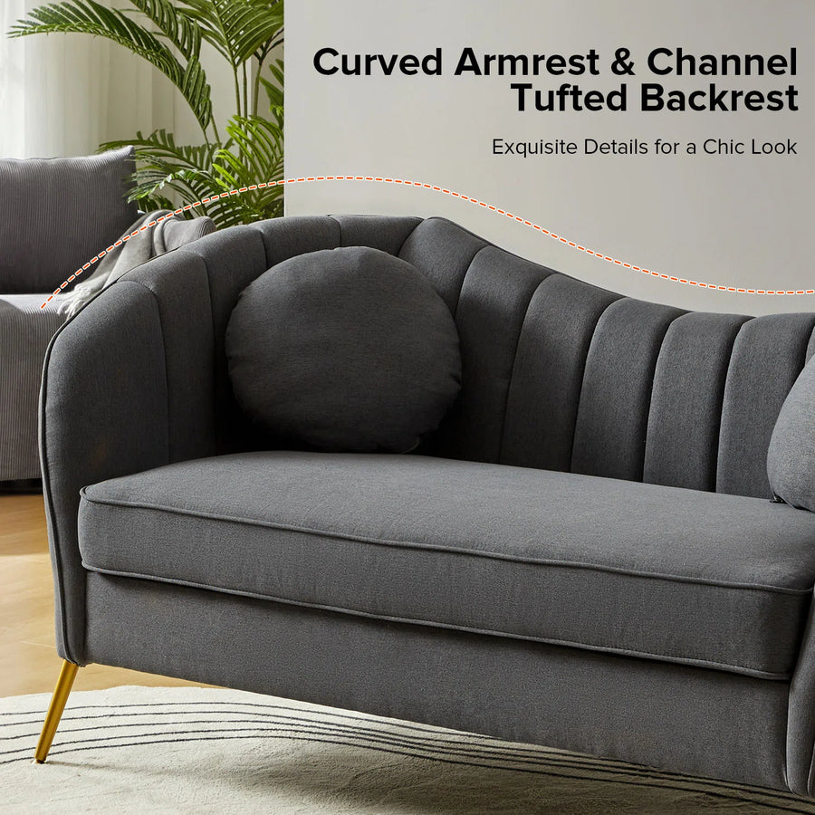 Sidewell Fabric 2 Seater Sofa In Charcoal Grey Colour - Febonic Living