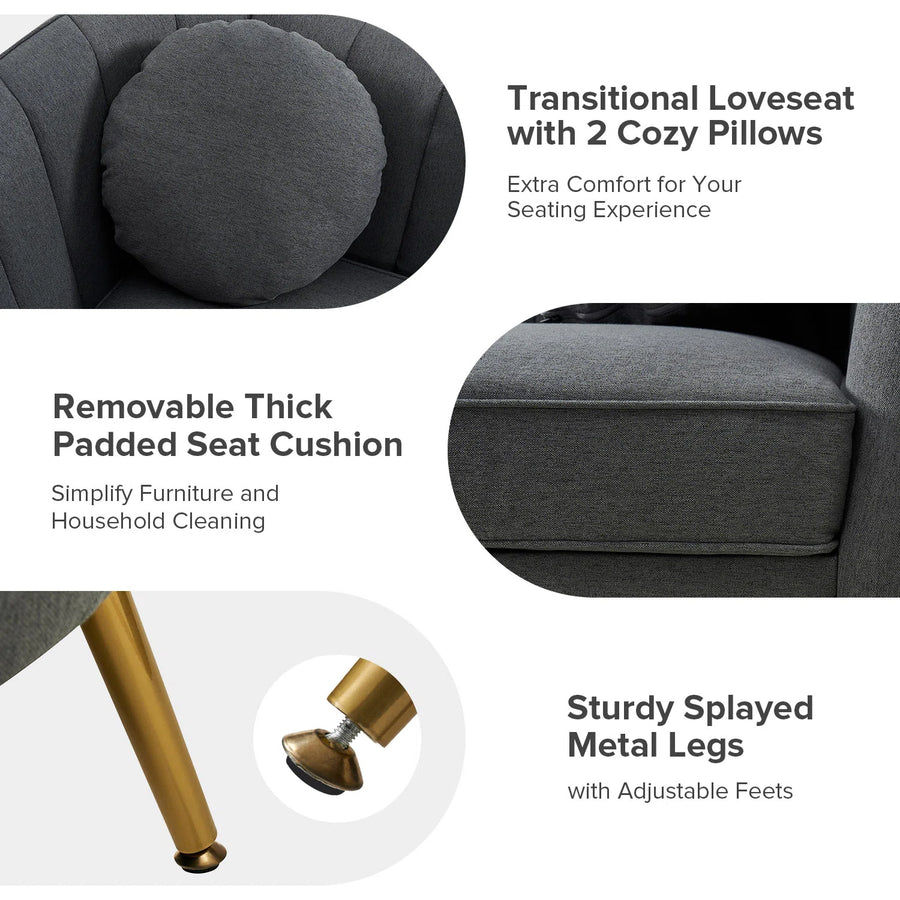 Sidewell Fabric 2 Seater Sofa In Charcoal Grey Colour - Febonic Living