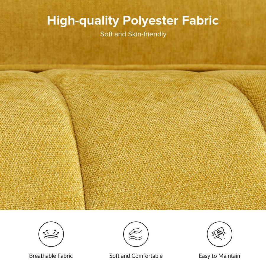Sidewell Fabric 2 Seater Sofa In Bold Yellow Colour - Febonic Living