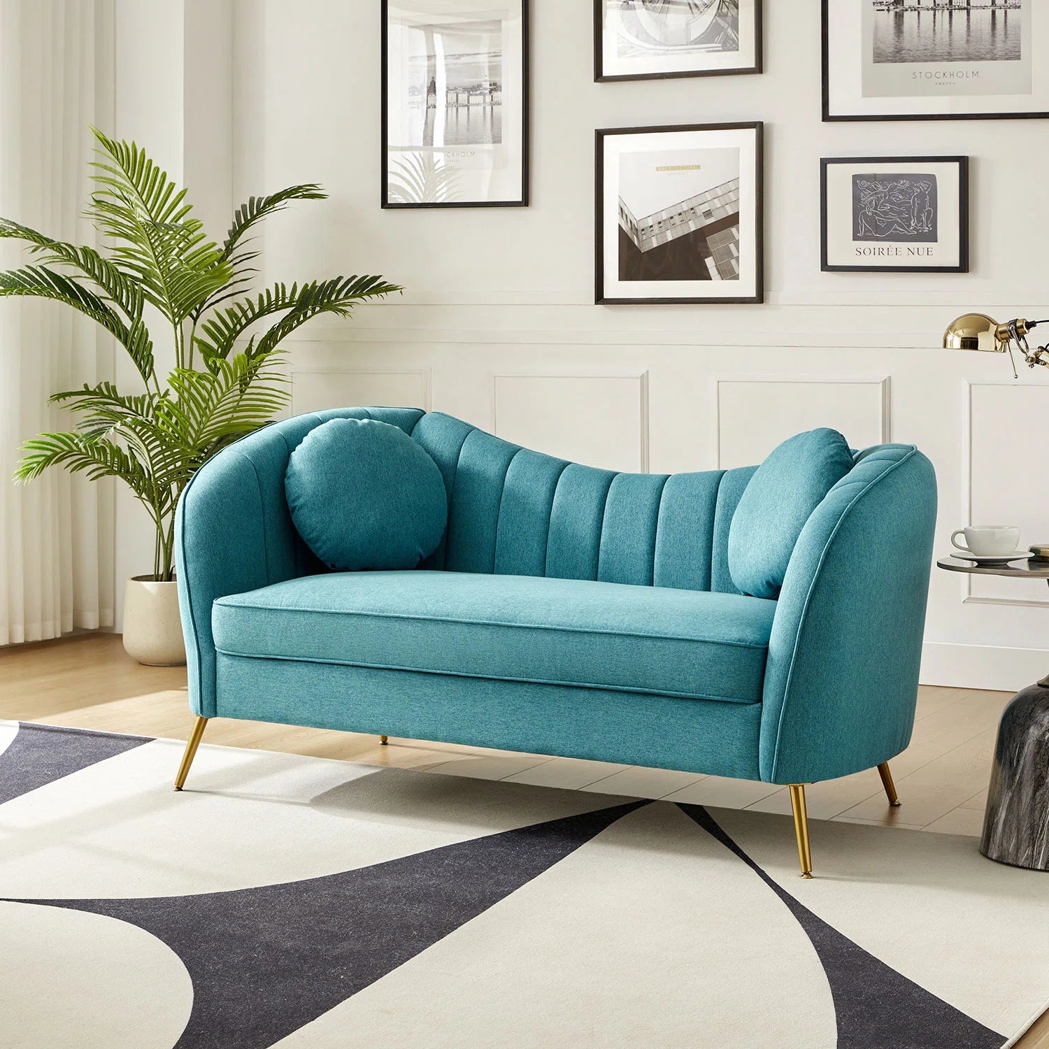 Sidewell Fabric 2 Seater Sofa In Sea Green Colour