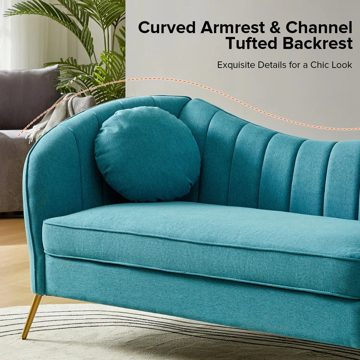 Sidewell Fabric 2 Seater Sofa In Sea Green Colour