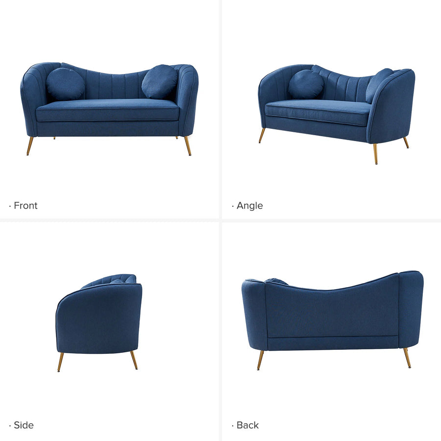 Sidewell Fabric 2 Seater Sofa In Royal Blue Colour - Febonic Living