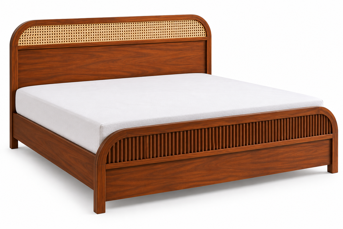 Siki Sheesham Wood King Size Bed In Provincial Teak Finish