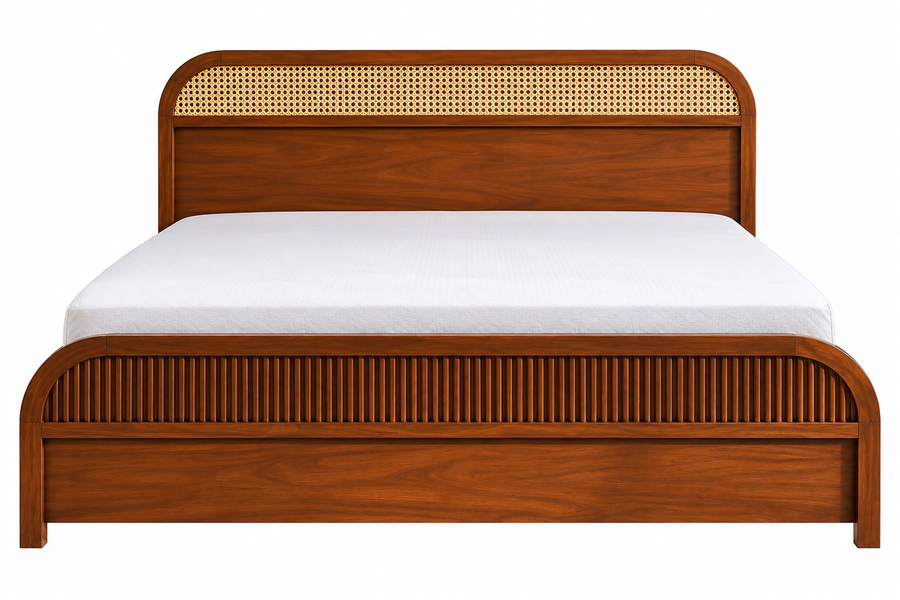 Siki Sheesham Wood King Size Bed In Provincial Teak Finish