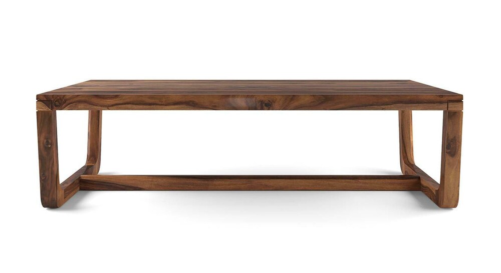Sikri Rectangular Solid Wood Coffee Table In Teak Finish