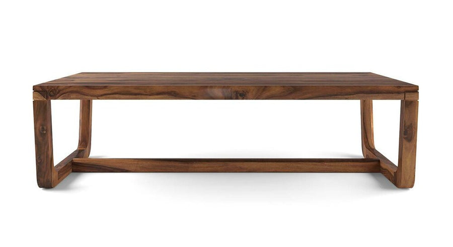 Sikri Rectangular Solid Wood Coffee Table In Teak Finish