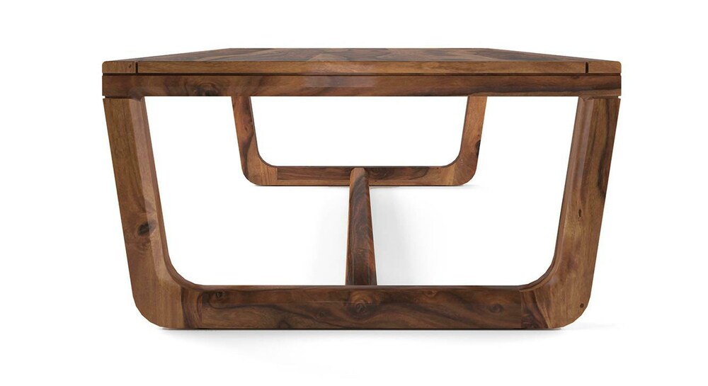 Sikri Rectangular Solid Wood Coffee Table In Teak Finish