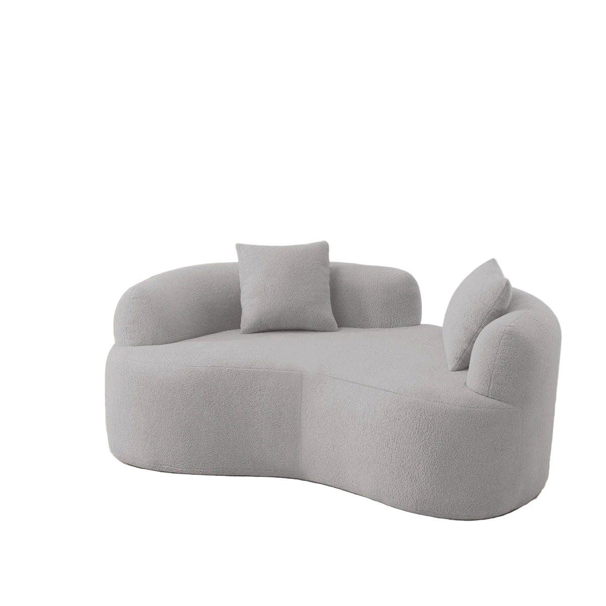 Sira Boucle Fabric 2 Seater Curved Sofa In Fog Grey Colour